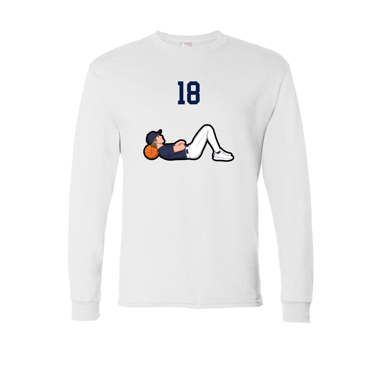 Long Sleeve Tee — Number Top in White