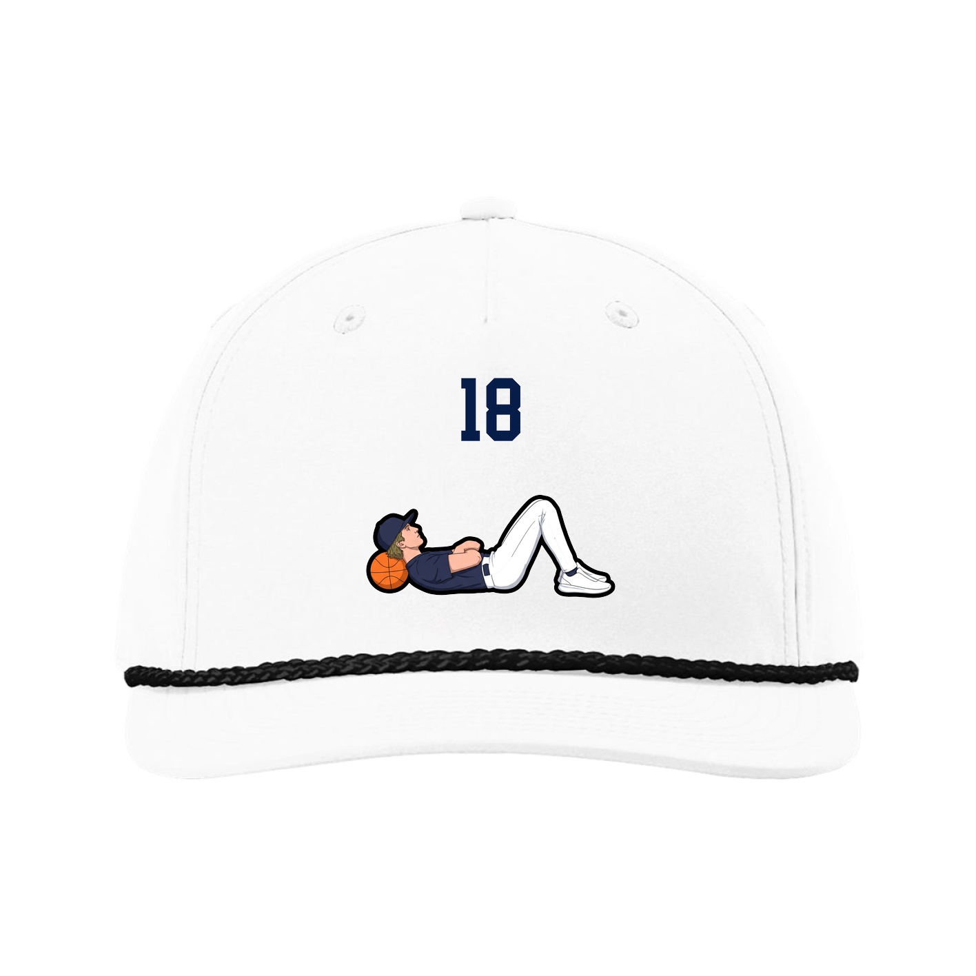 Five-Panel Classic Rope Cap — Number Top in White