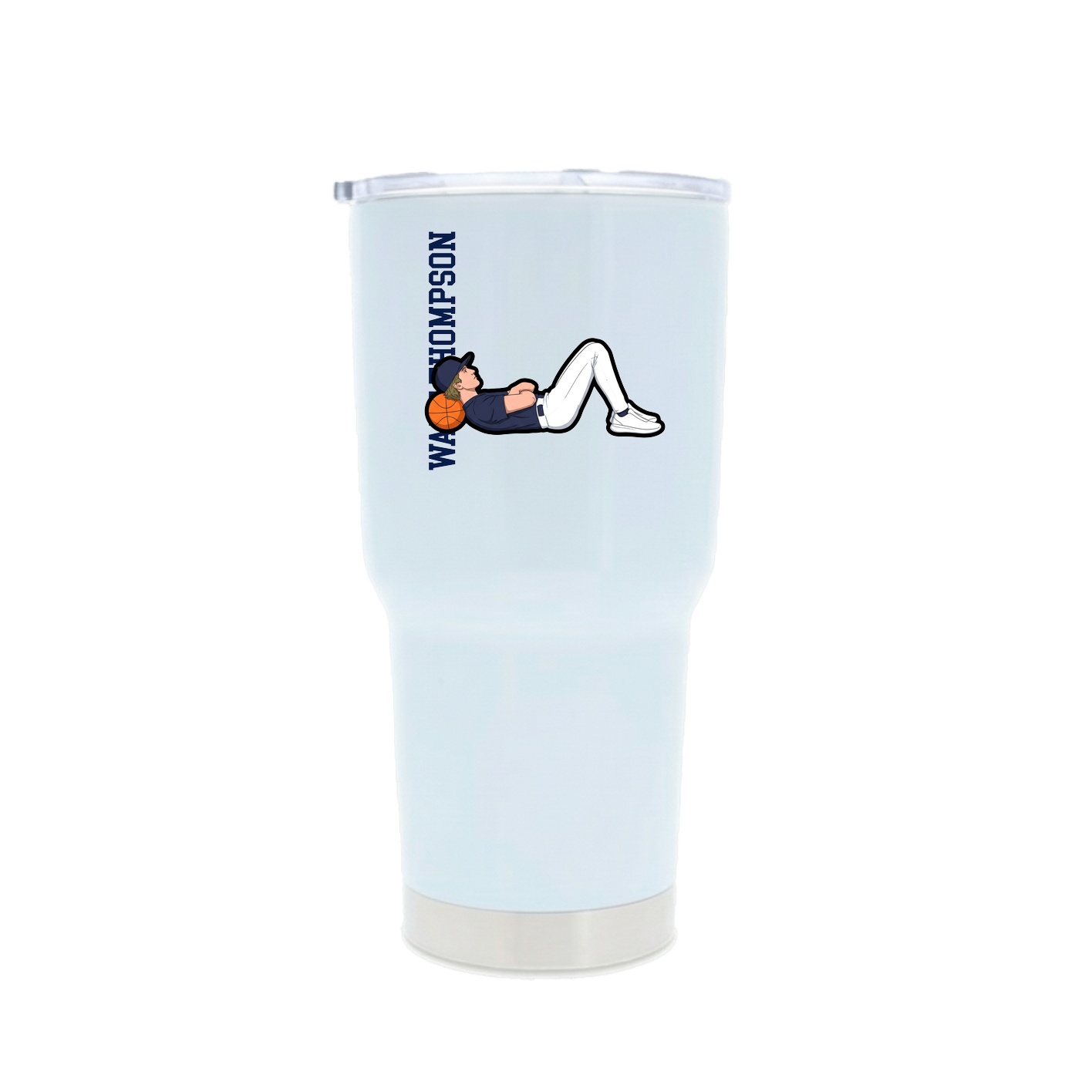 30oz Stainless Steel Tumbler — Name Vertical in White