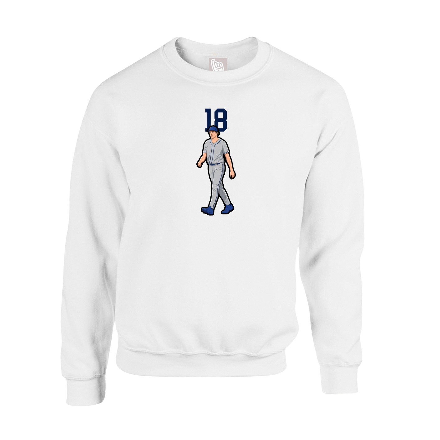 Fleece Crew — Number Top in White