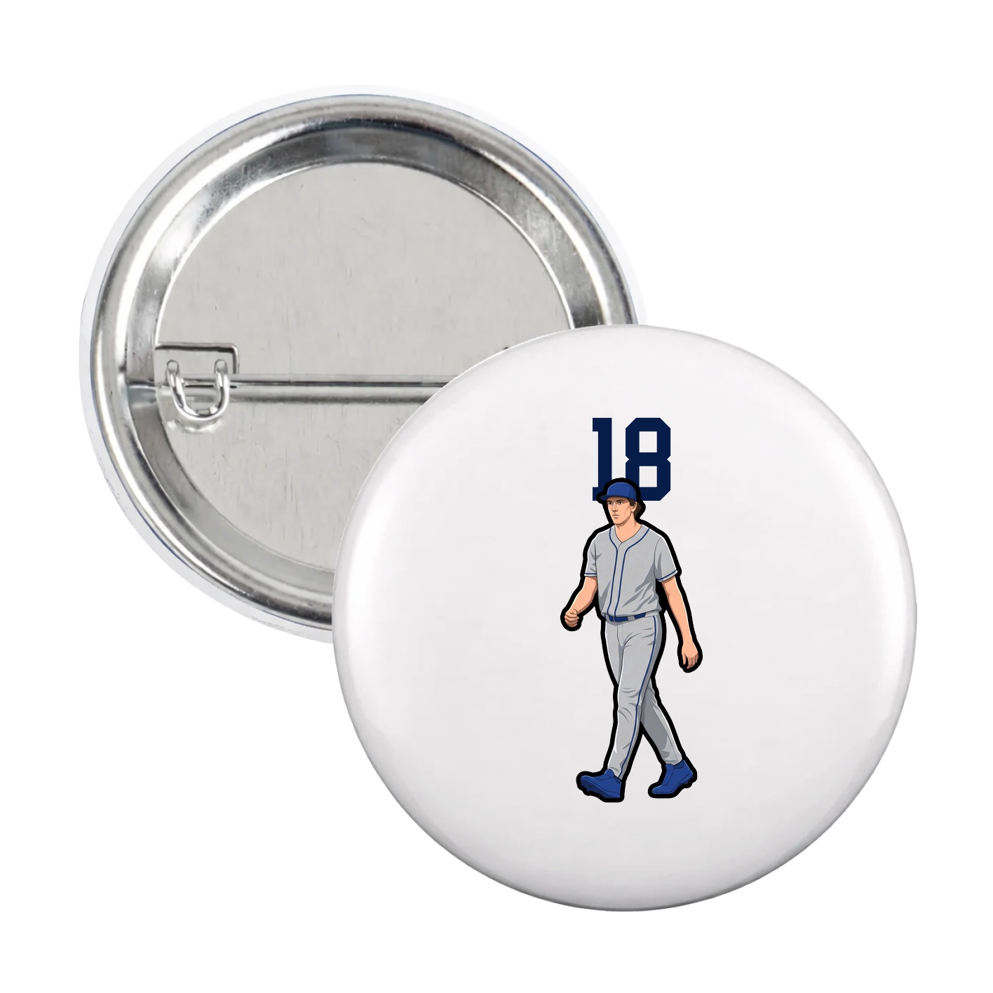 Game Day Button — Number Top in White