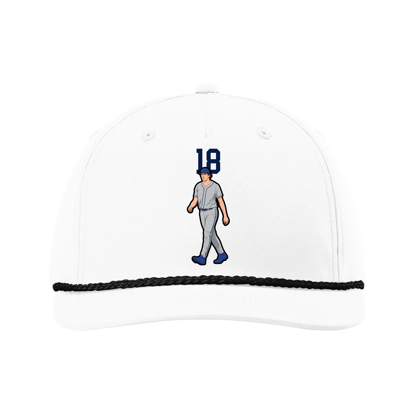 Five-Panel Classic Rope Cap — Number Top in White