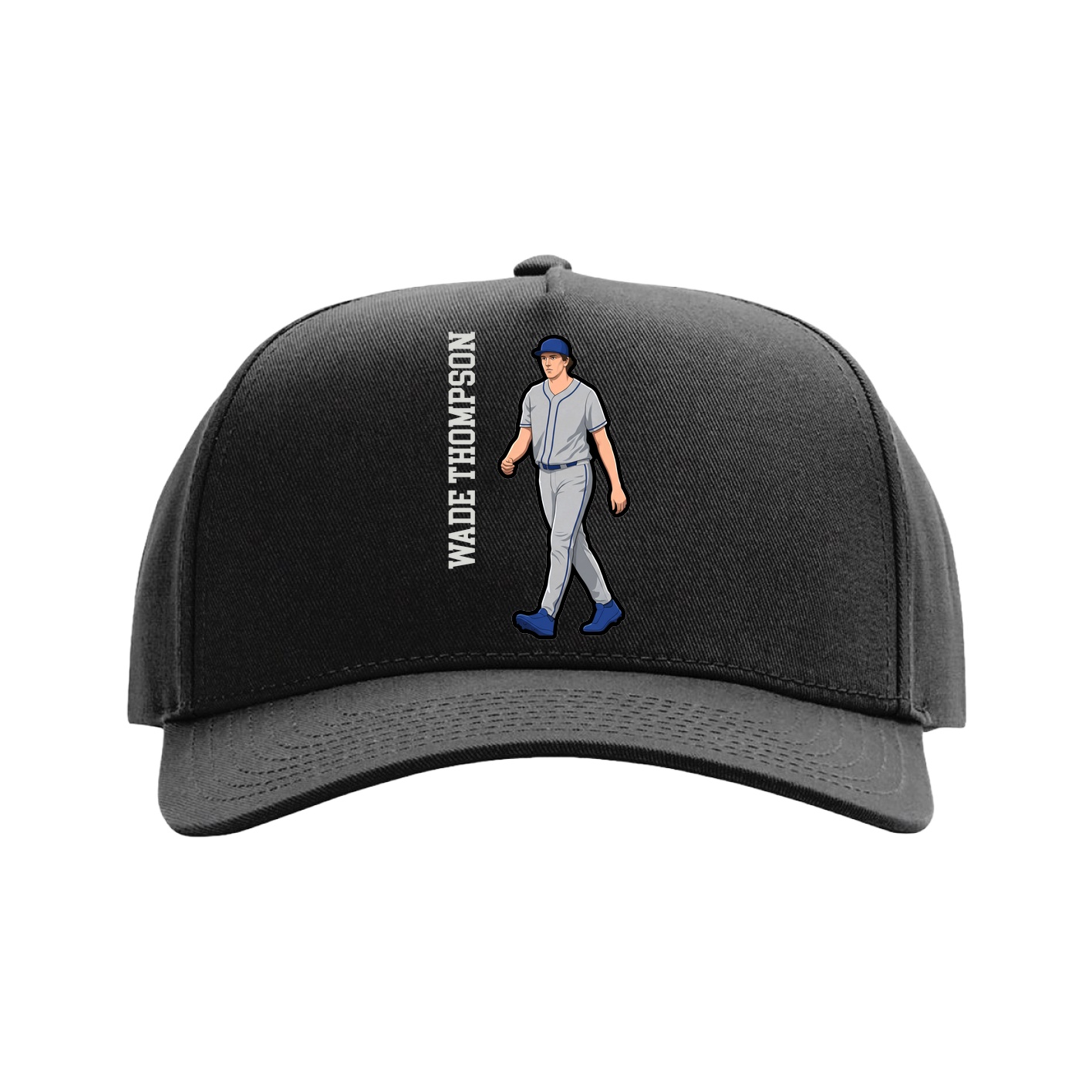 Full Fabric Five-Panel Champ Cap — Name Vertical in Black