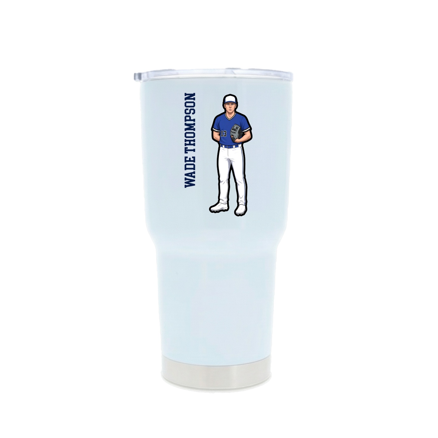 30oz Stainless Steel Tumbler — Name Vertical in White