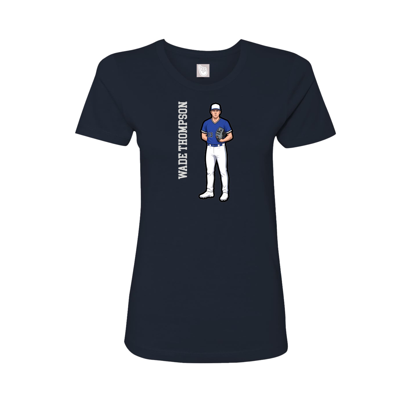 Fitted Women's Tee — Name Vertical in Navy