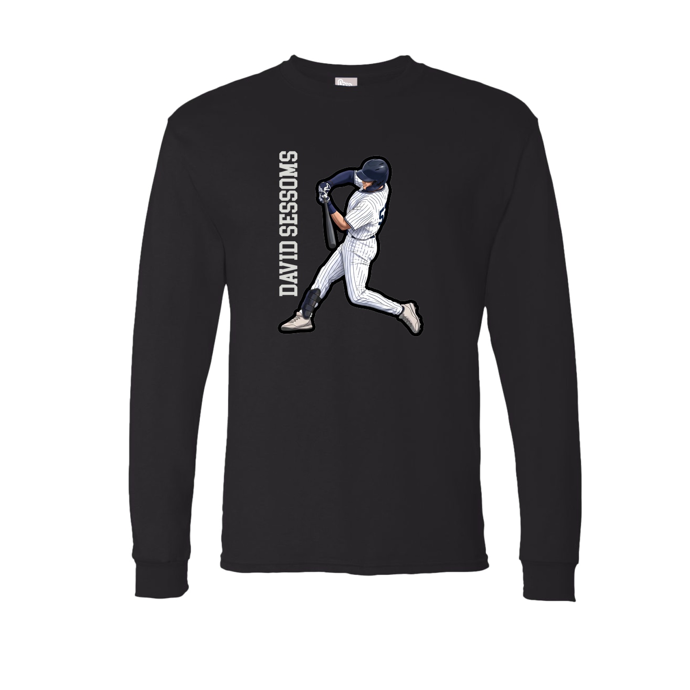 Long Sleeve Tee — Name Vertical in Black
