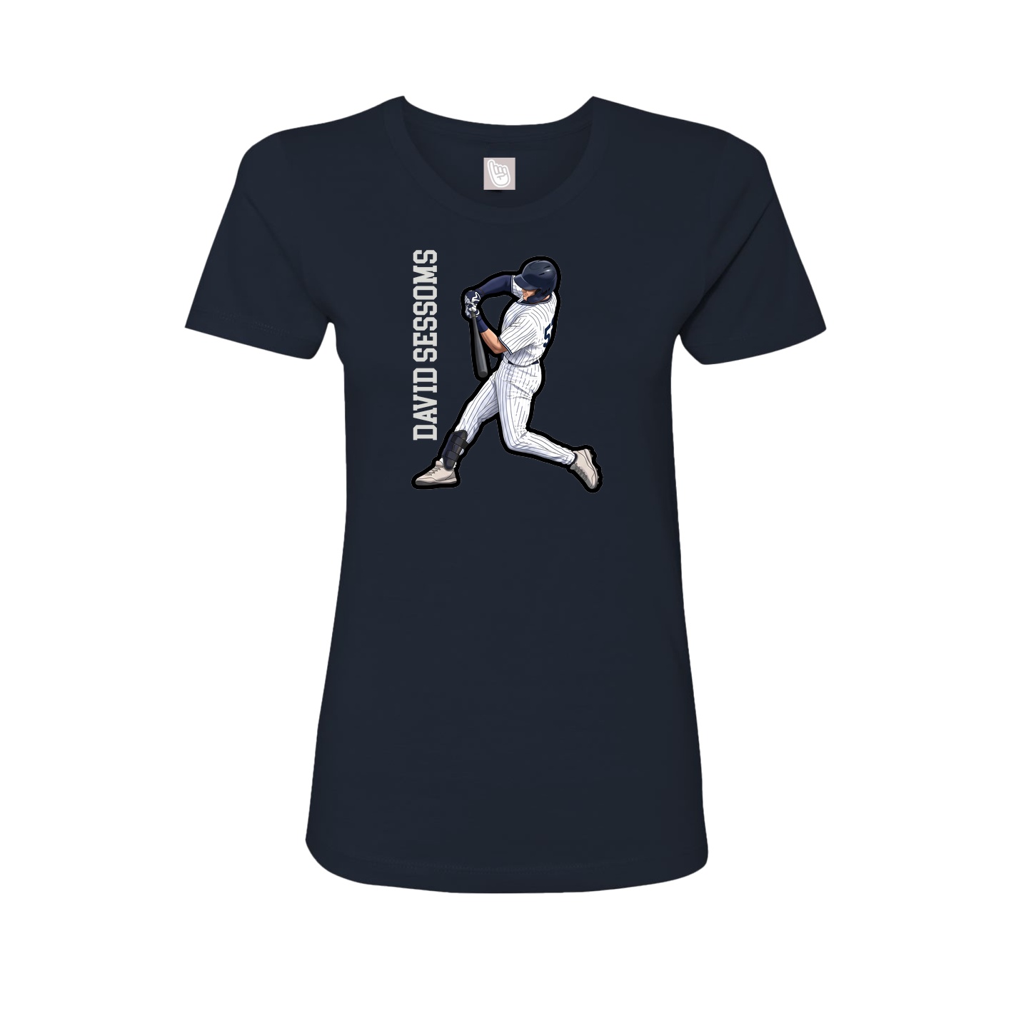 Fitted Women's Tee — Name Vertical in Navy