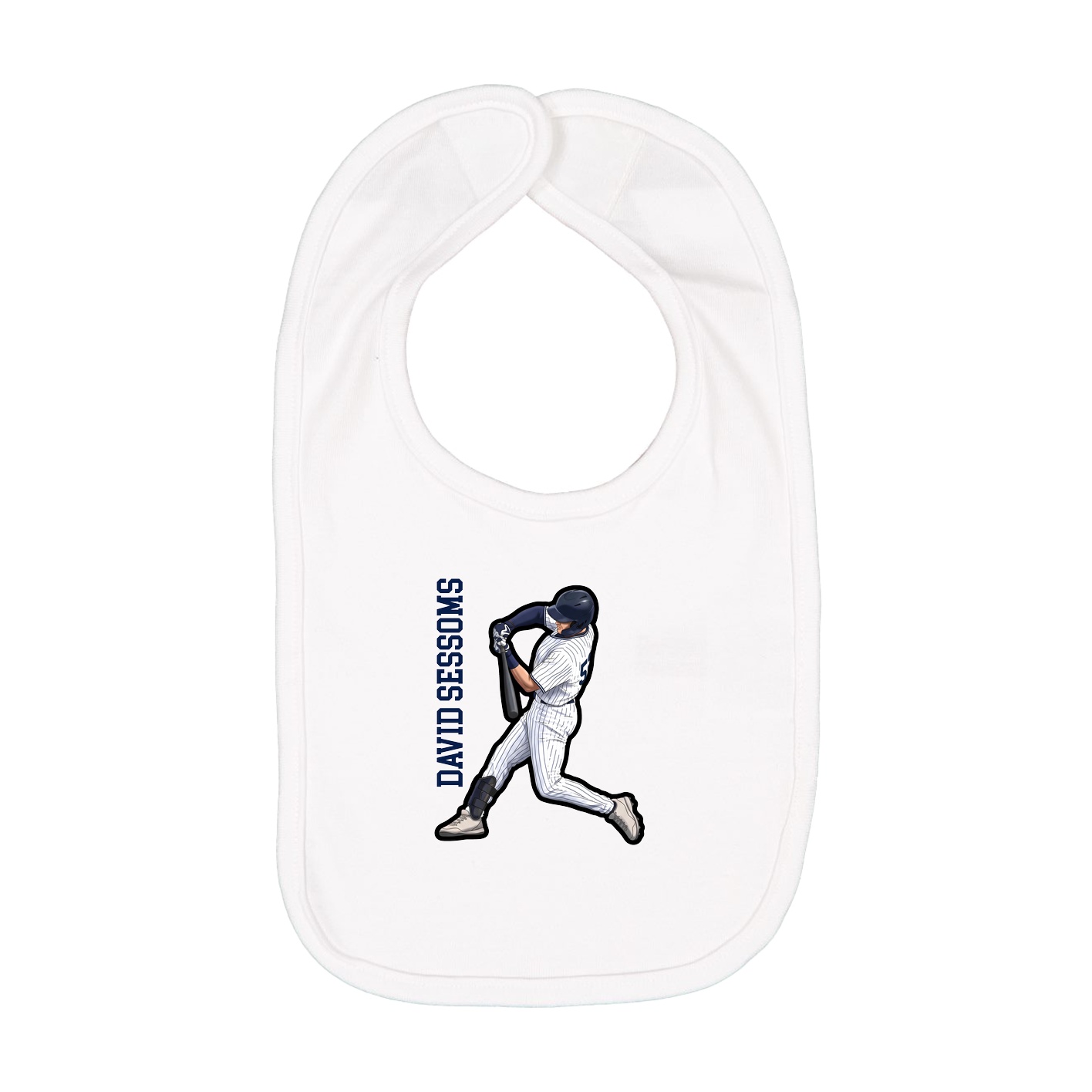 Infant Bib — Name Vertical in White