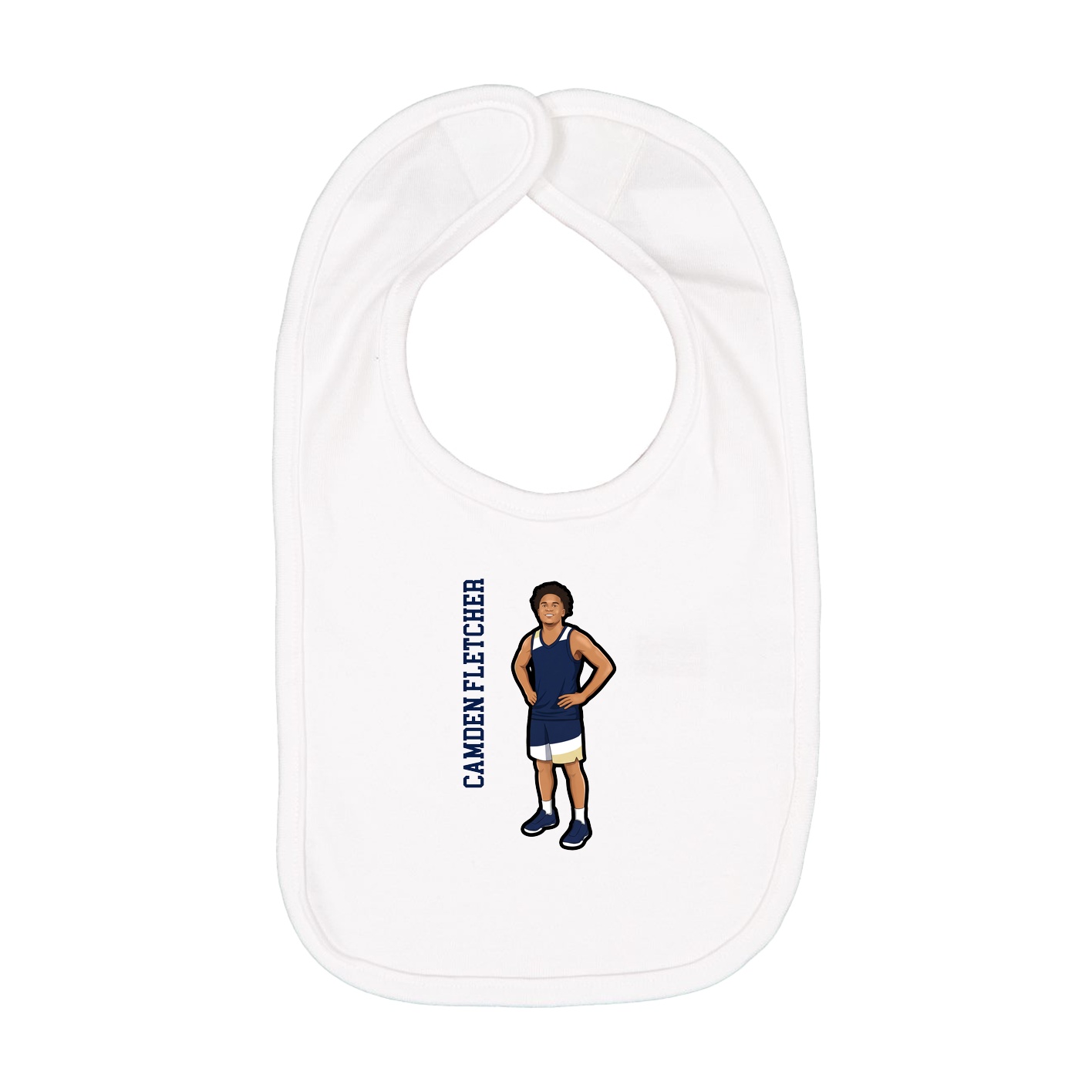 Infant Bib — Name Vertical in White