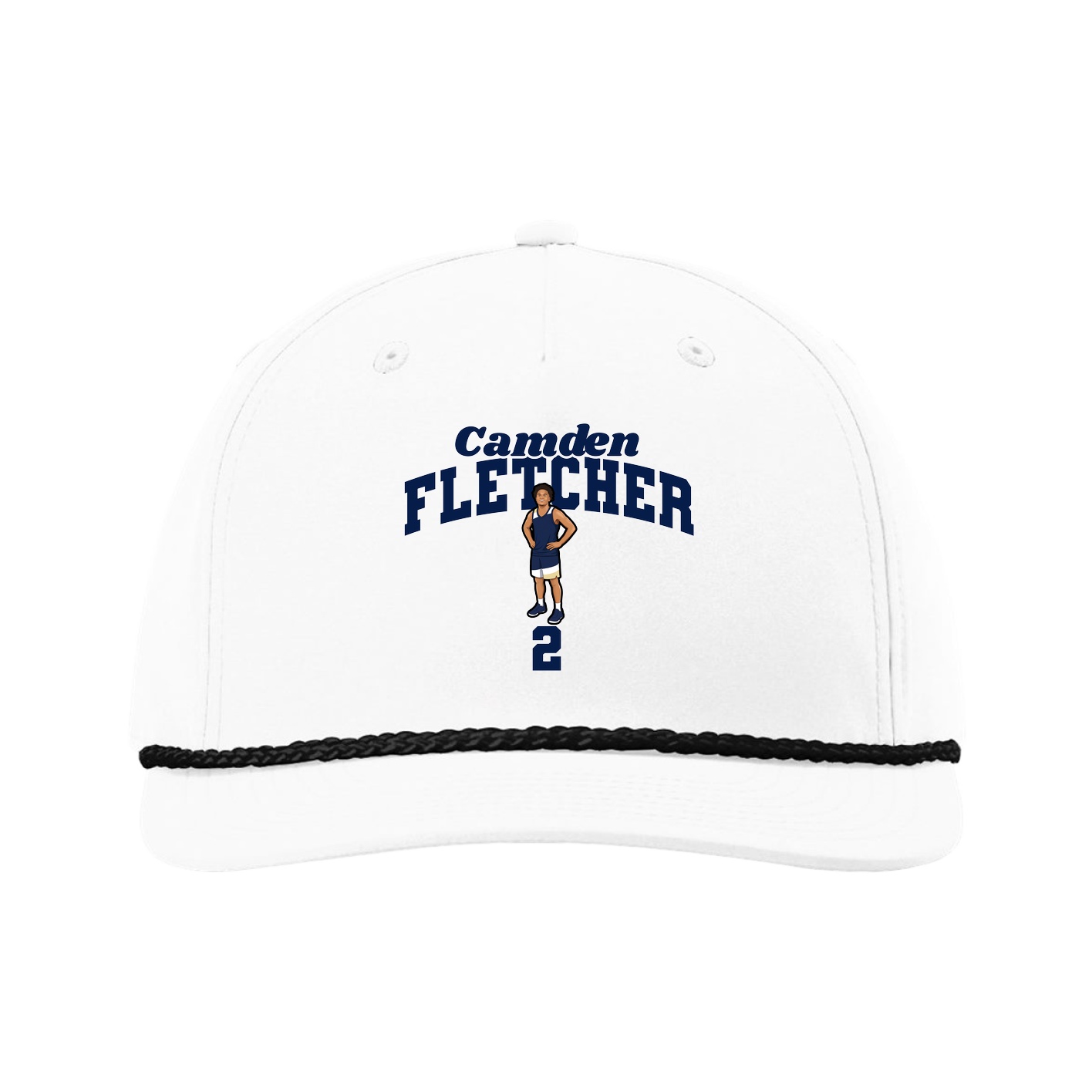 Five-Panel Classic Rope Cap — Signature Arch in White