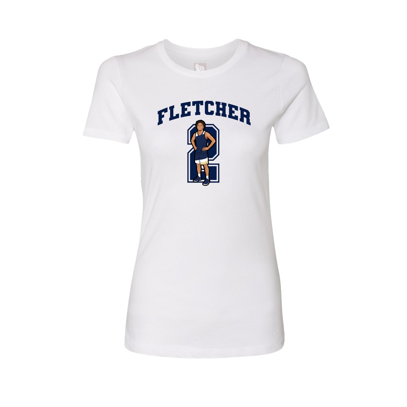 Fitted Women's Tee — Number in White