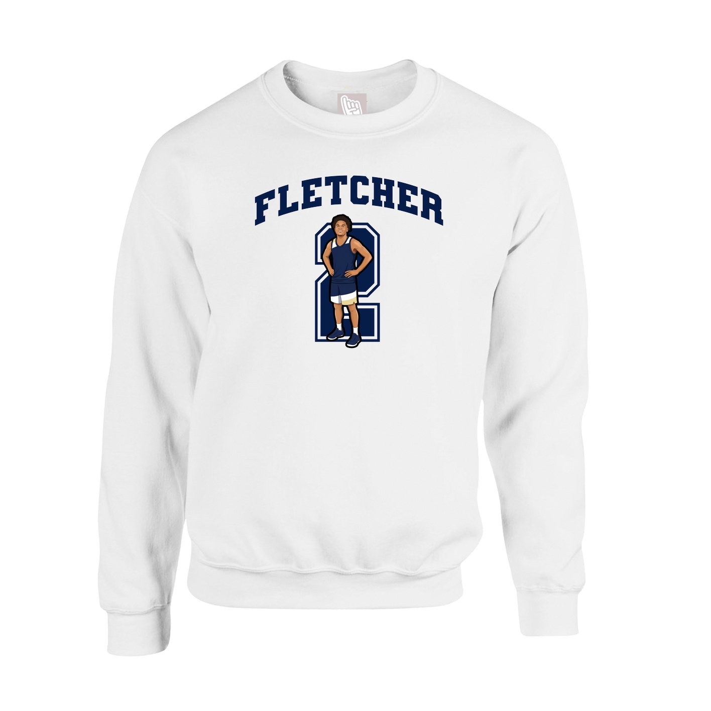 Fleece Crew — Number in White
