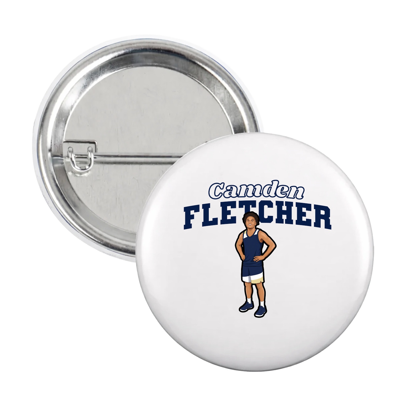 Game Day Button — Name Arch in White
