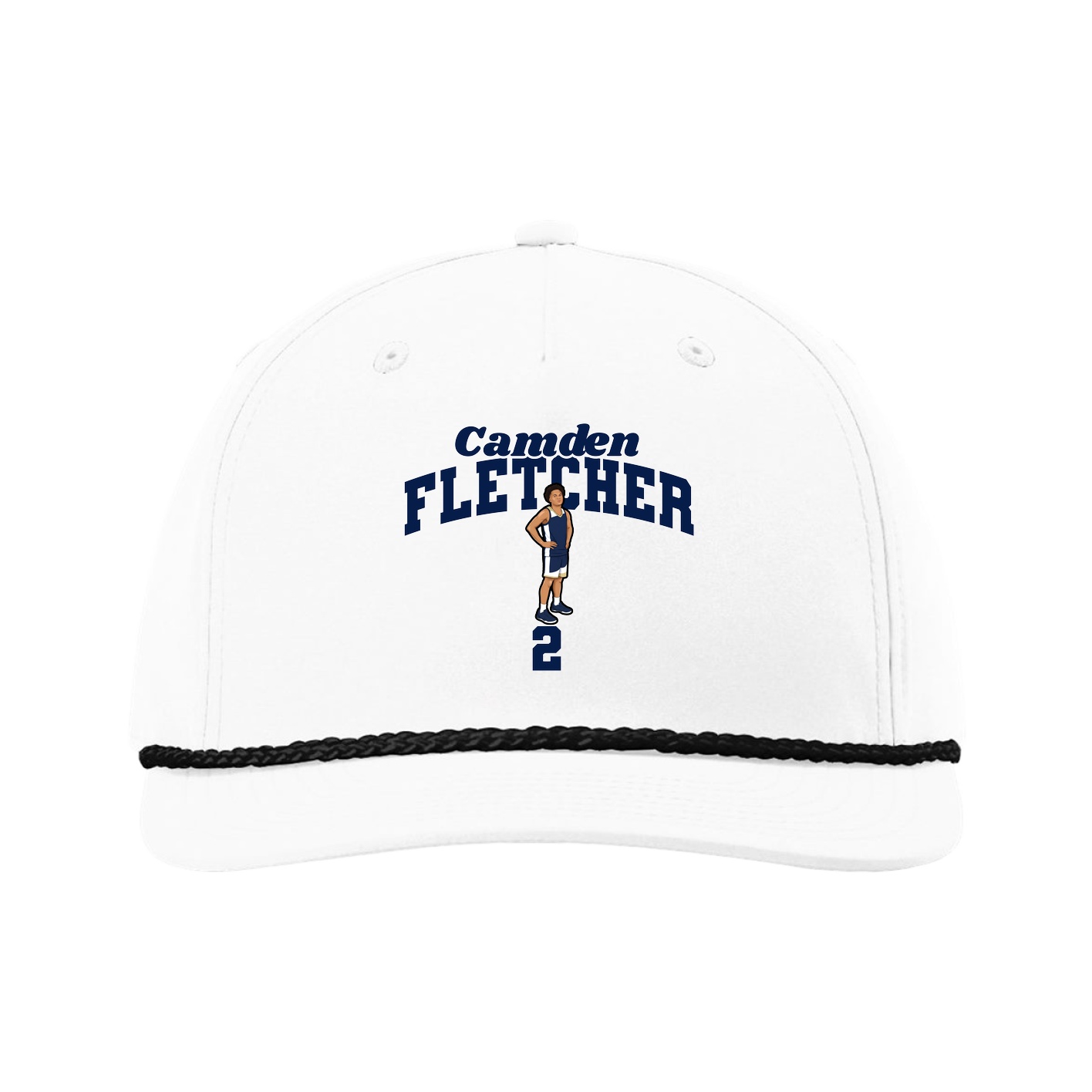 Five-Panel Classic Rope Cap — Signature Arch in White