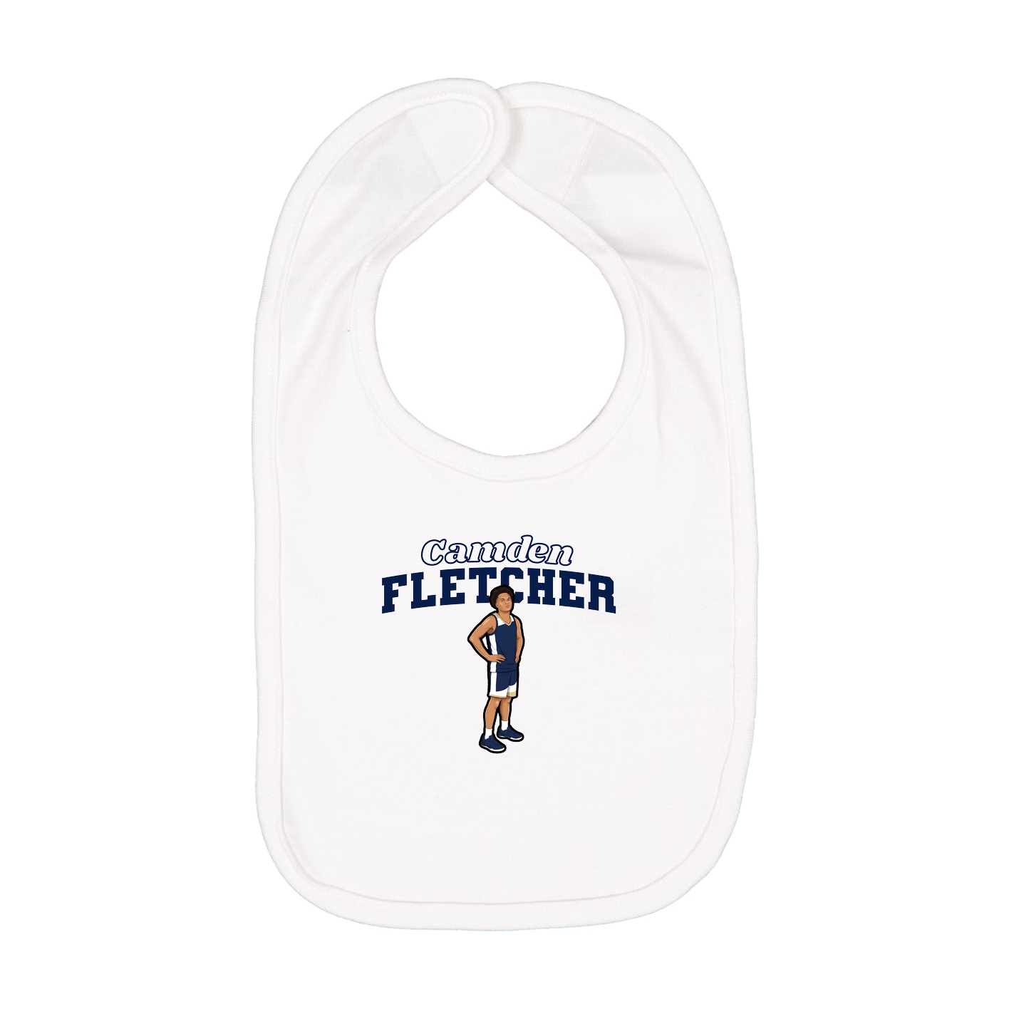 Infant Bib — Name Arch in White