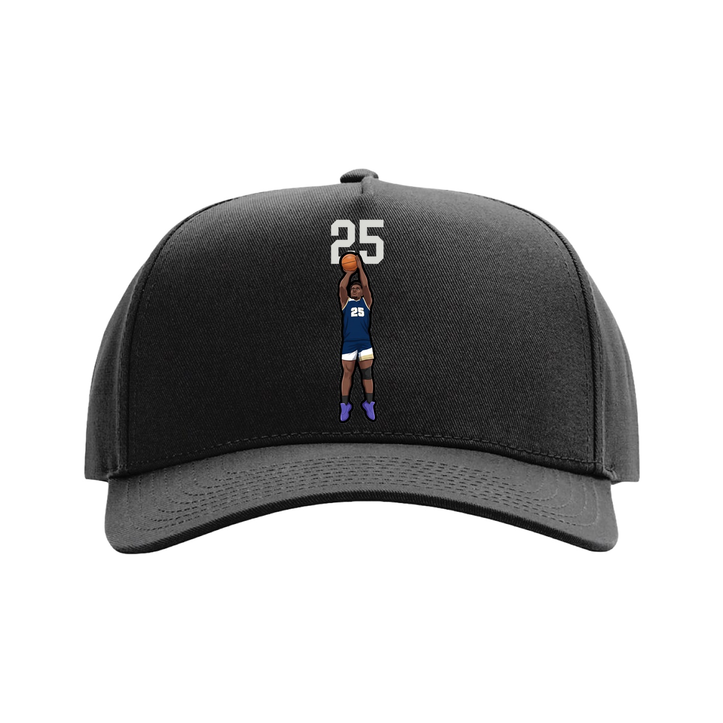 Full Fabric Five-Panel Champ Cap — Number Top in Black