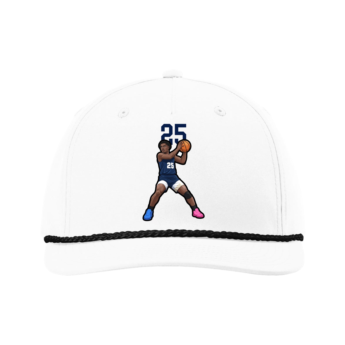 Five-Panel Classic Rope Cap — Number Top in White