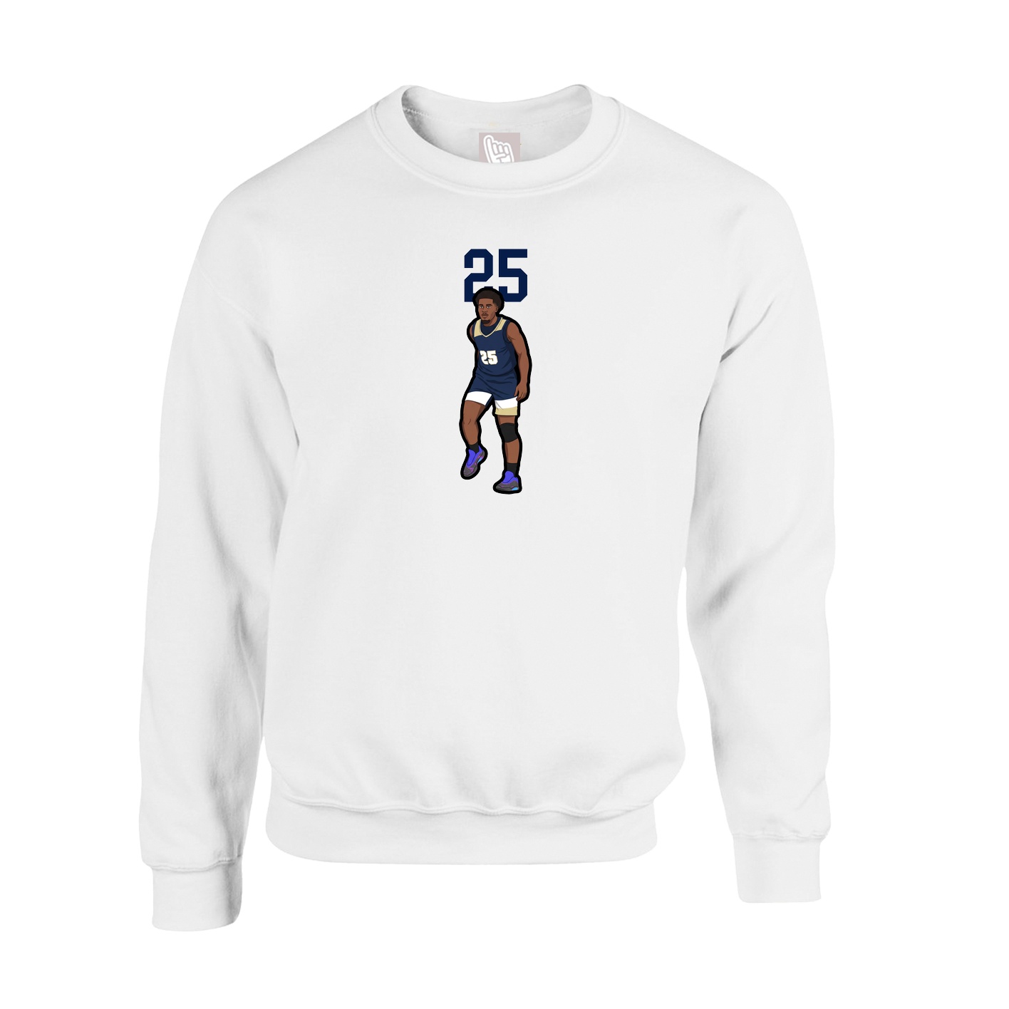 Fleece Crew — Number Top in White
