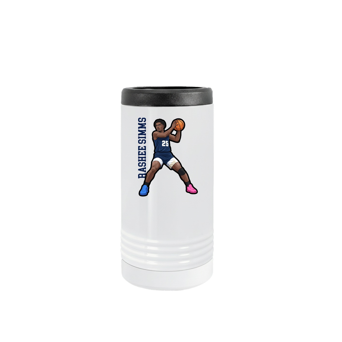 Slim Beverage Holder — Name Vertical in White