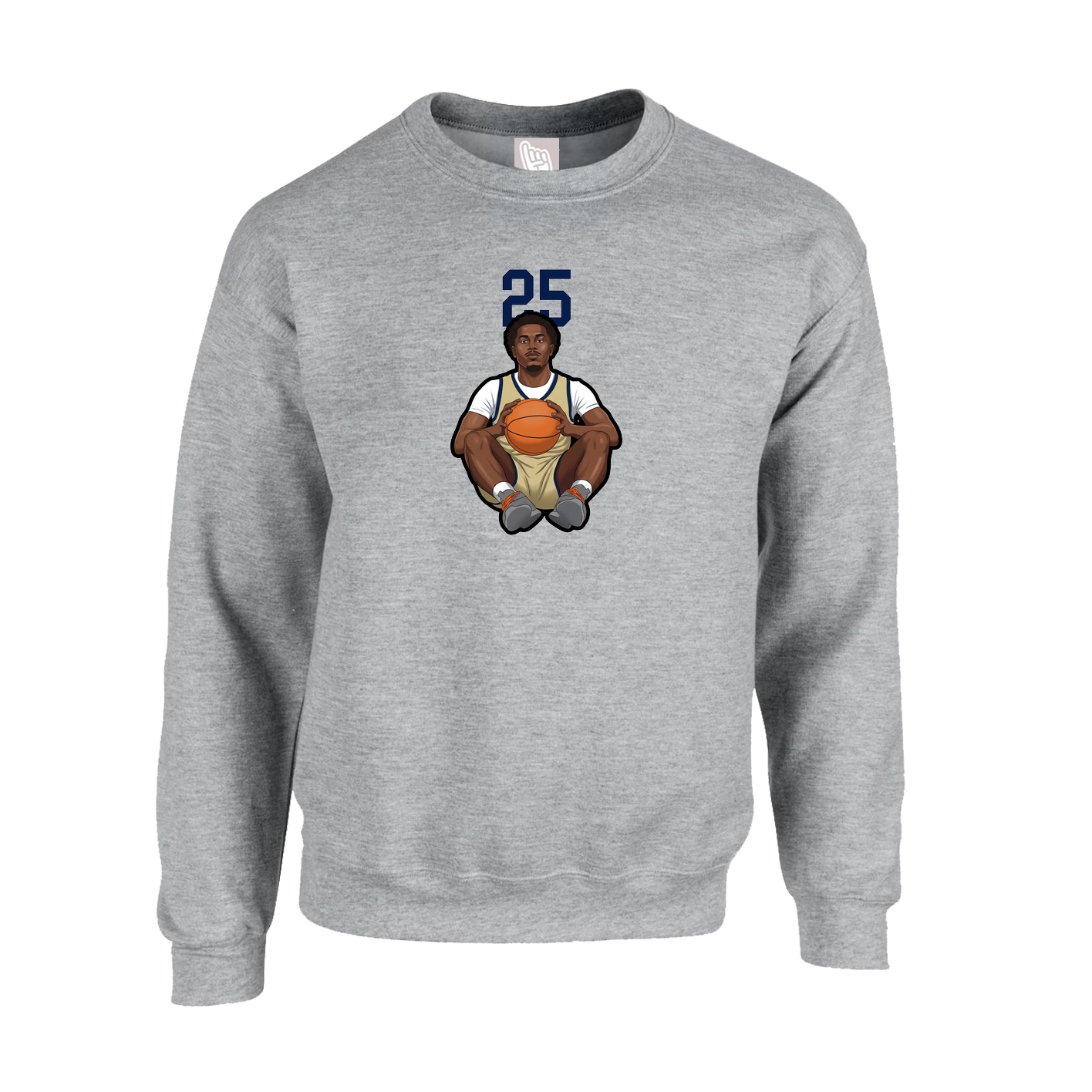 Fleece Crew — Number Top in Grey