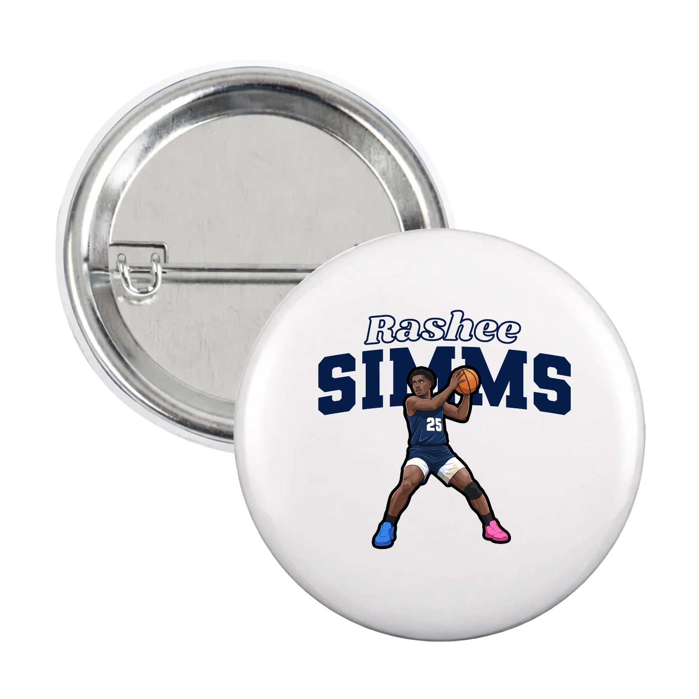 Game Day Button — Name Arch in White