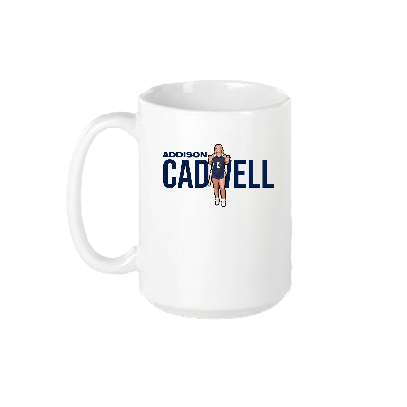 15oz Coffee Mug — Player Name in White