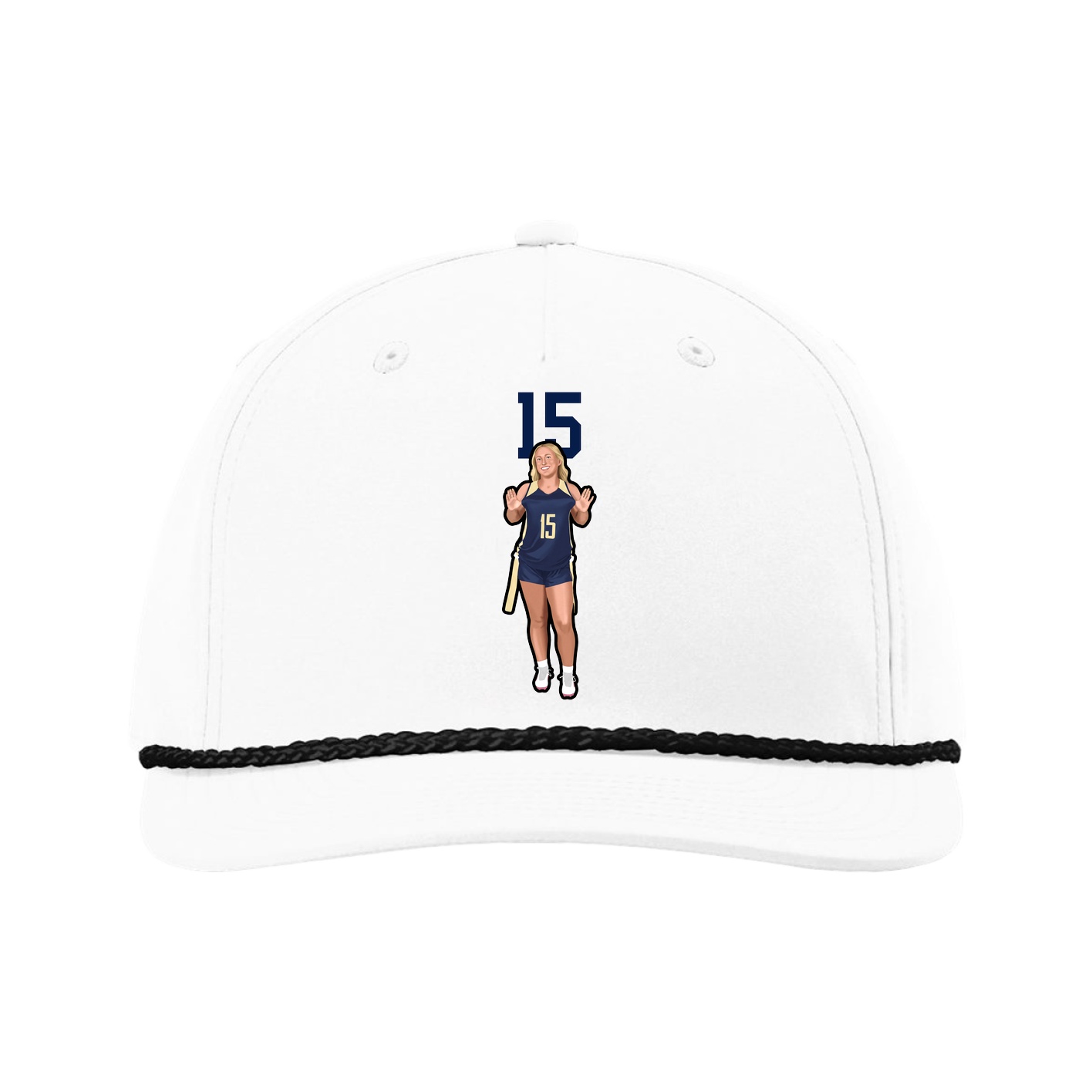 Five-Panel Classic Rope Cap — Number Top in White