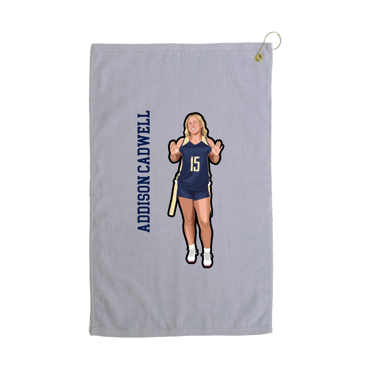 Golf Towel — Name Vertical in Grey