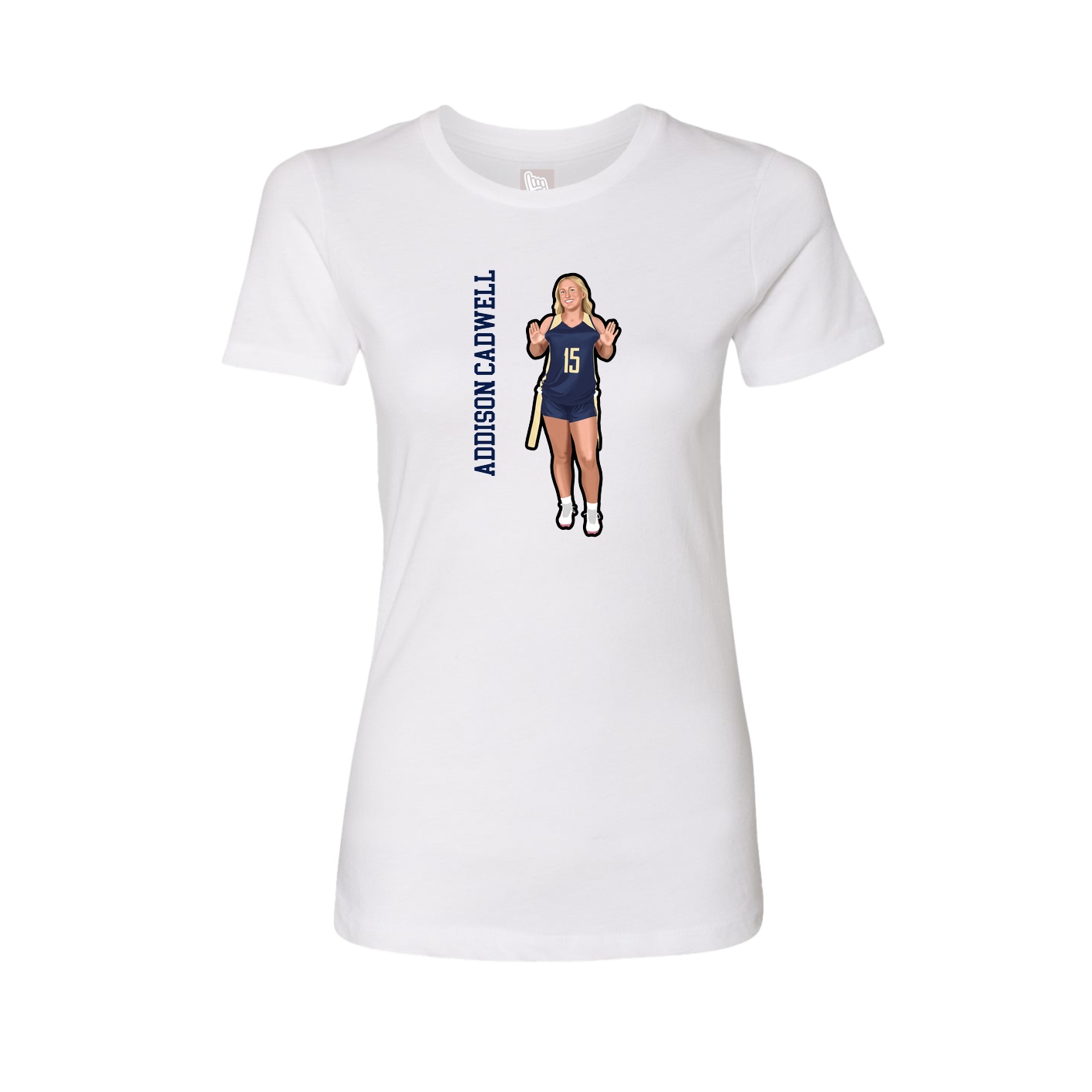 Fitted Women's Tee — Name Vertical in White