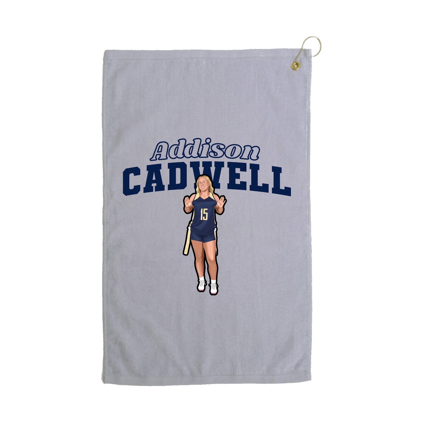 Golf Towel — Name Arch in Grey