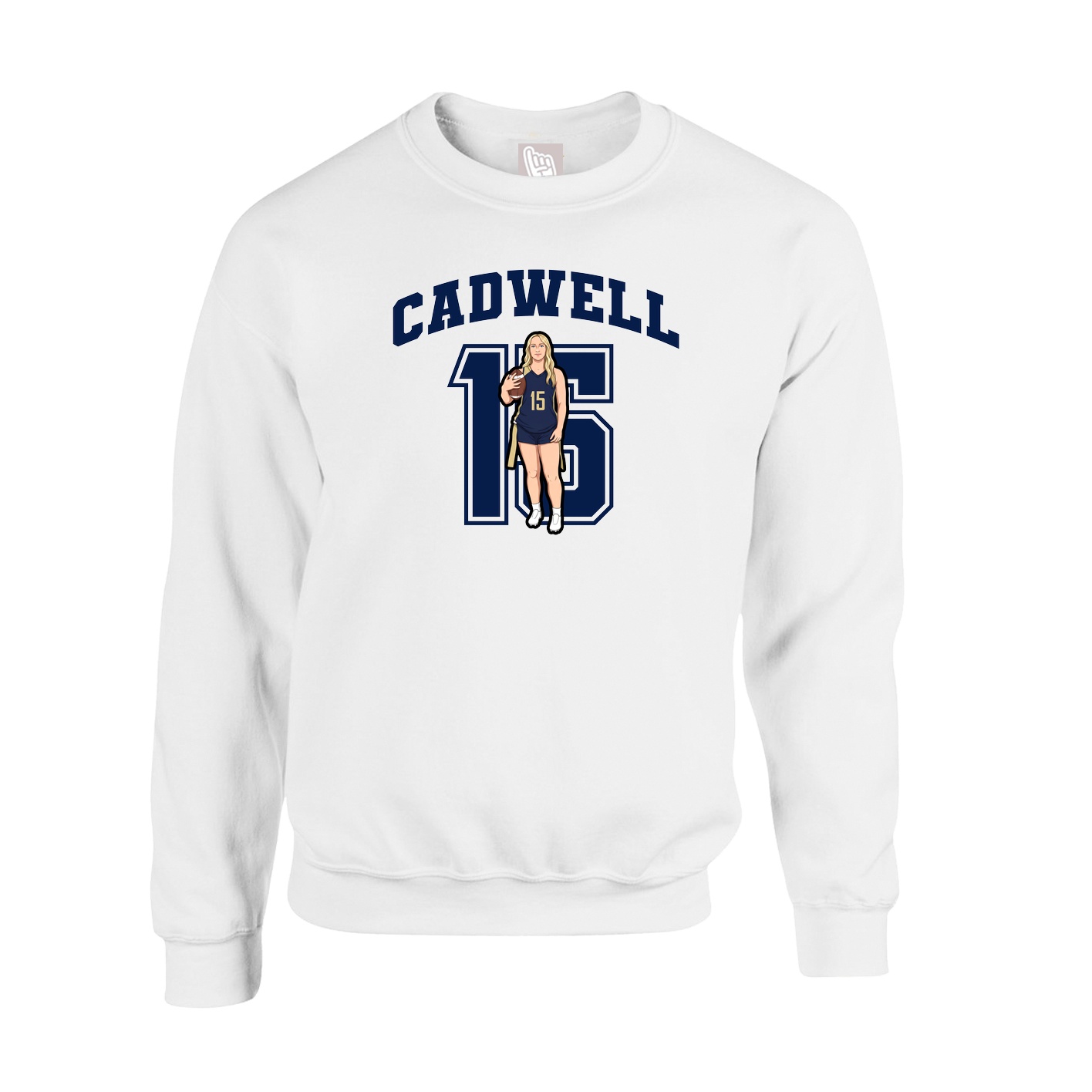 Fleece Crew — Number in White