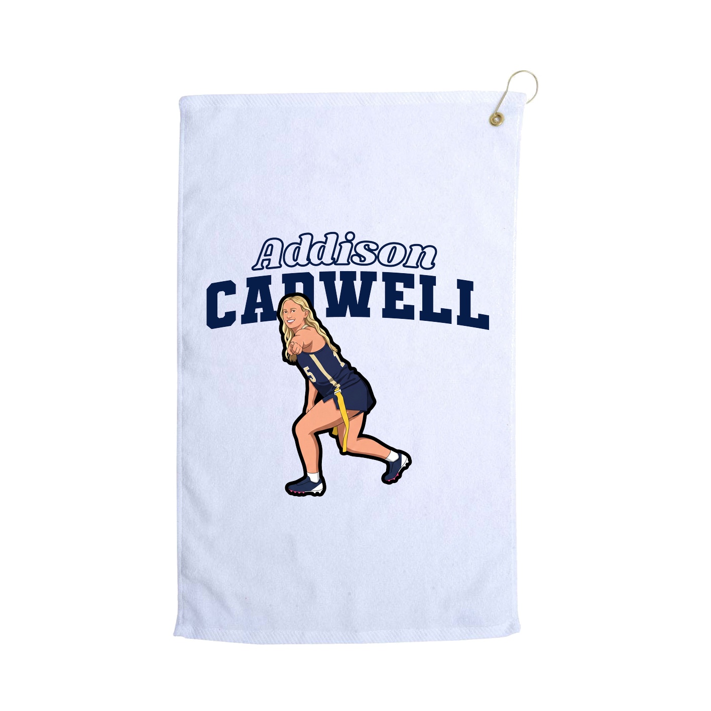 Golf Towel — Name Arch in White