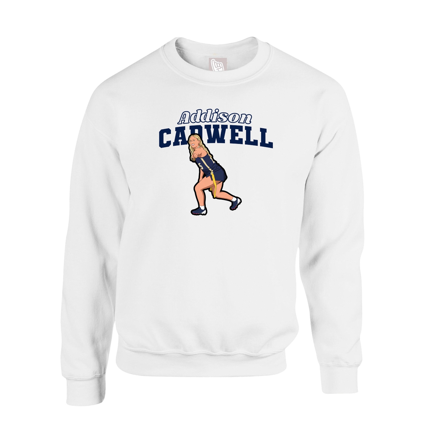 Fleece Crew — Name Arch in White
