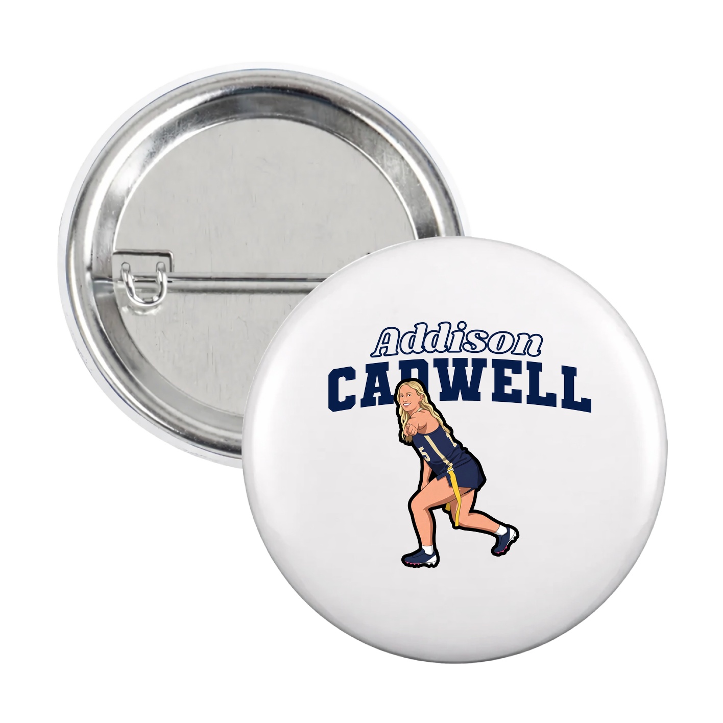 Game Day Button — Name Arch in White