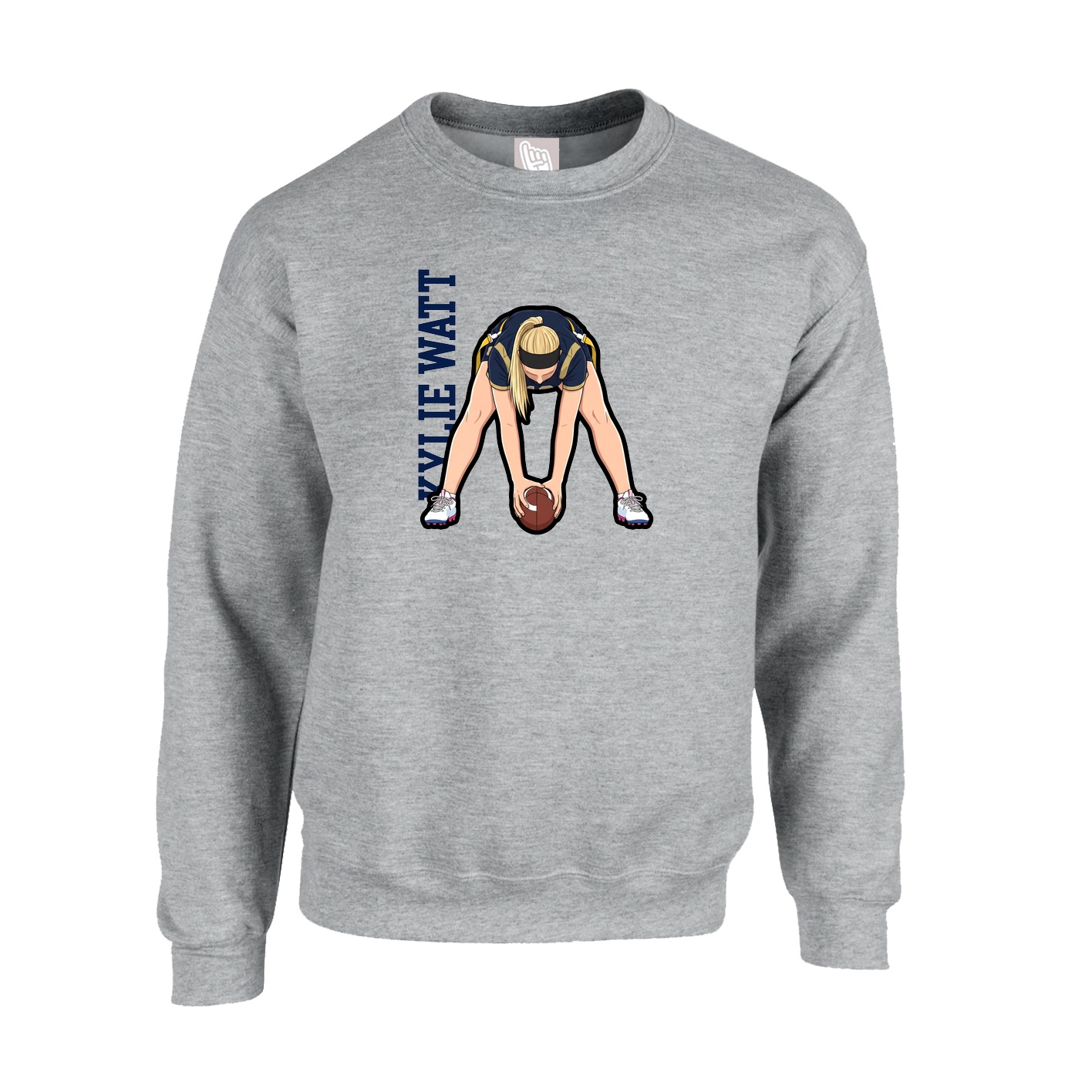 Fleece Crew — Name Vertical in Grey