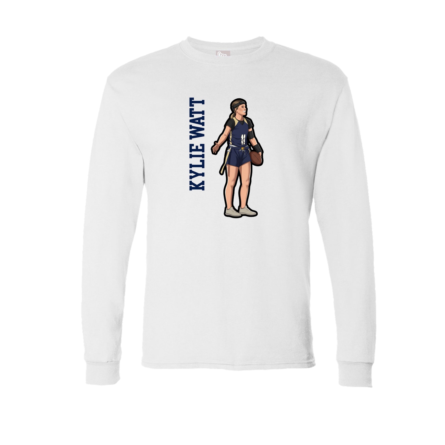 Long Sleeve Tee — Name Vertical in White