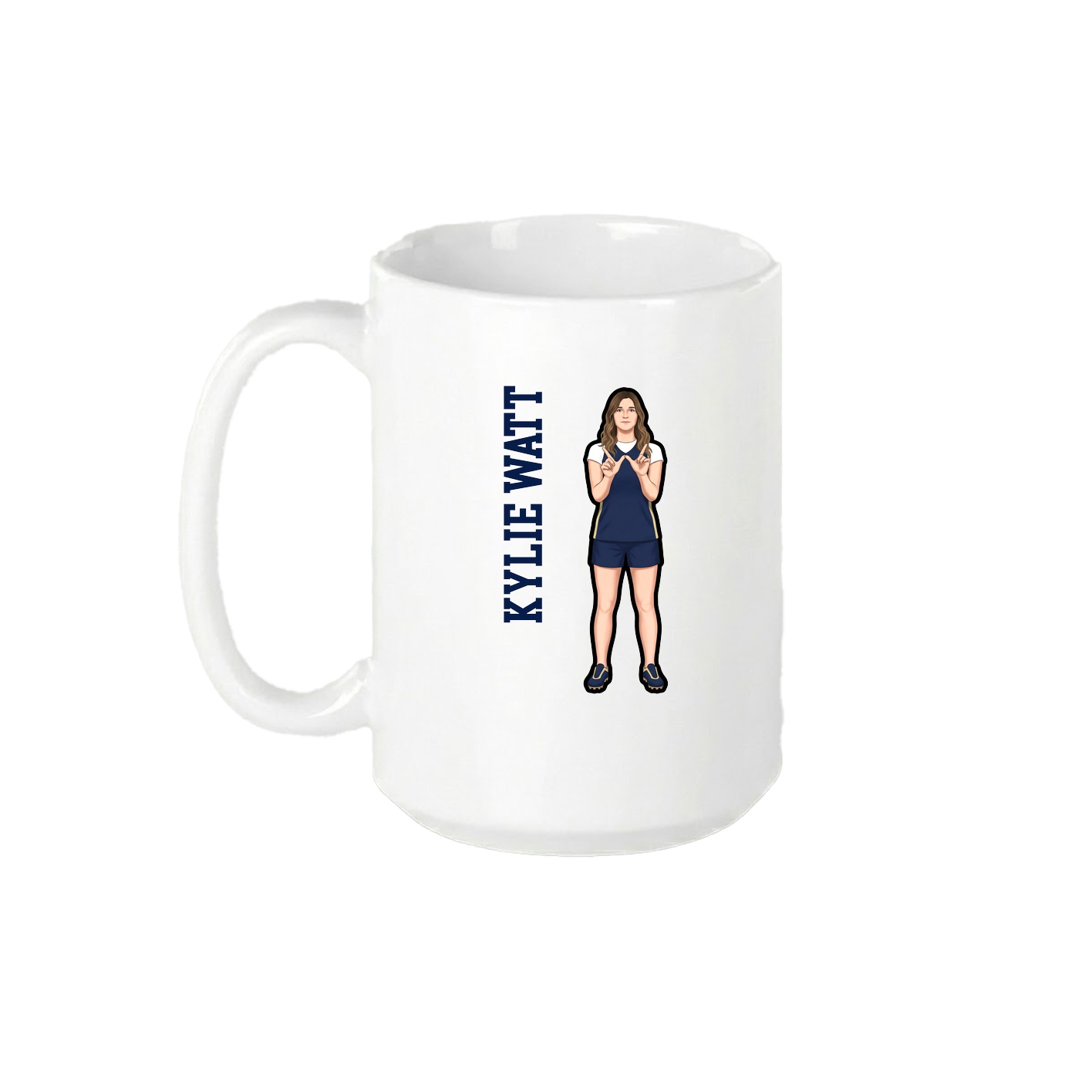 15oz Coffee Mug — Name Vertical in White