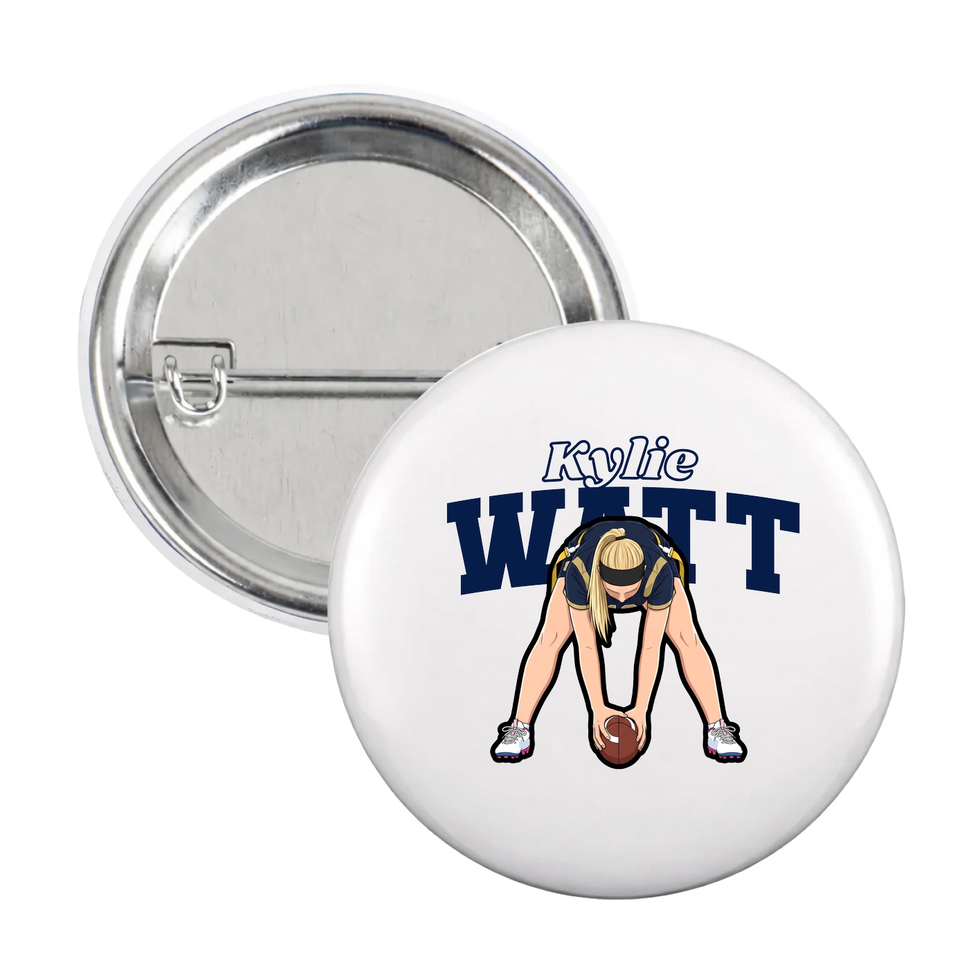 Game Day Button — Name Arch in White