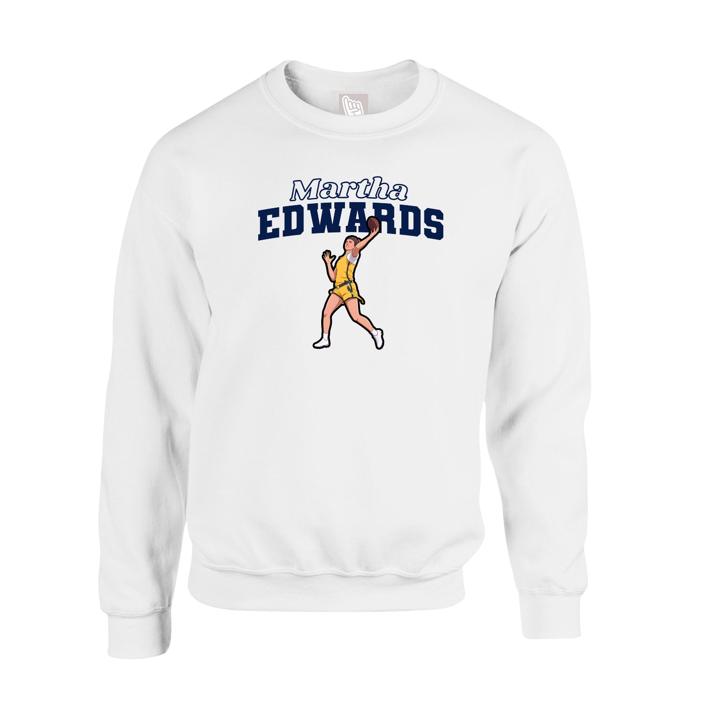 Fleece Crew — Name Arch in White