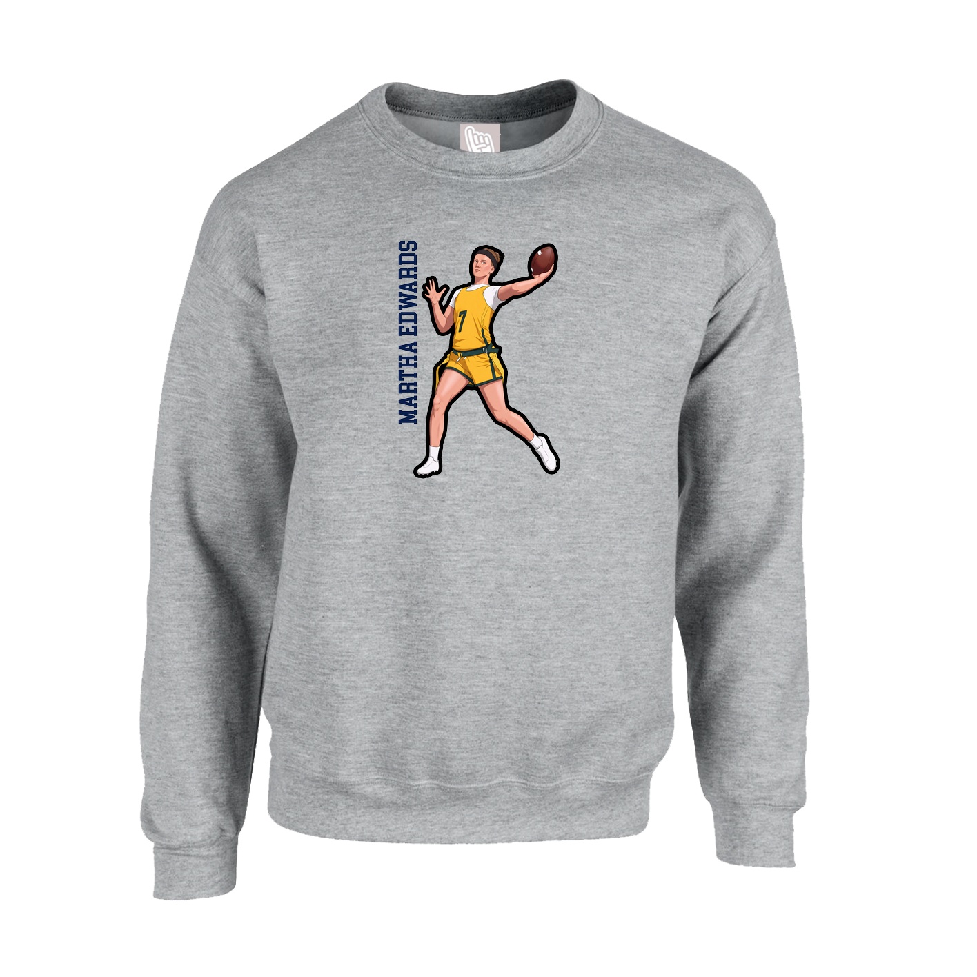 Fleece Crew — Name Vertical in Grey