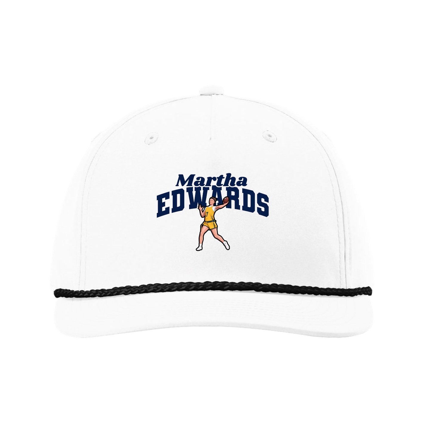 Five-Panel Classic Rope Cap — Signature Arch in White