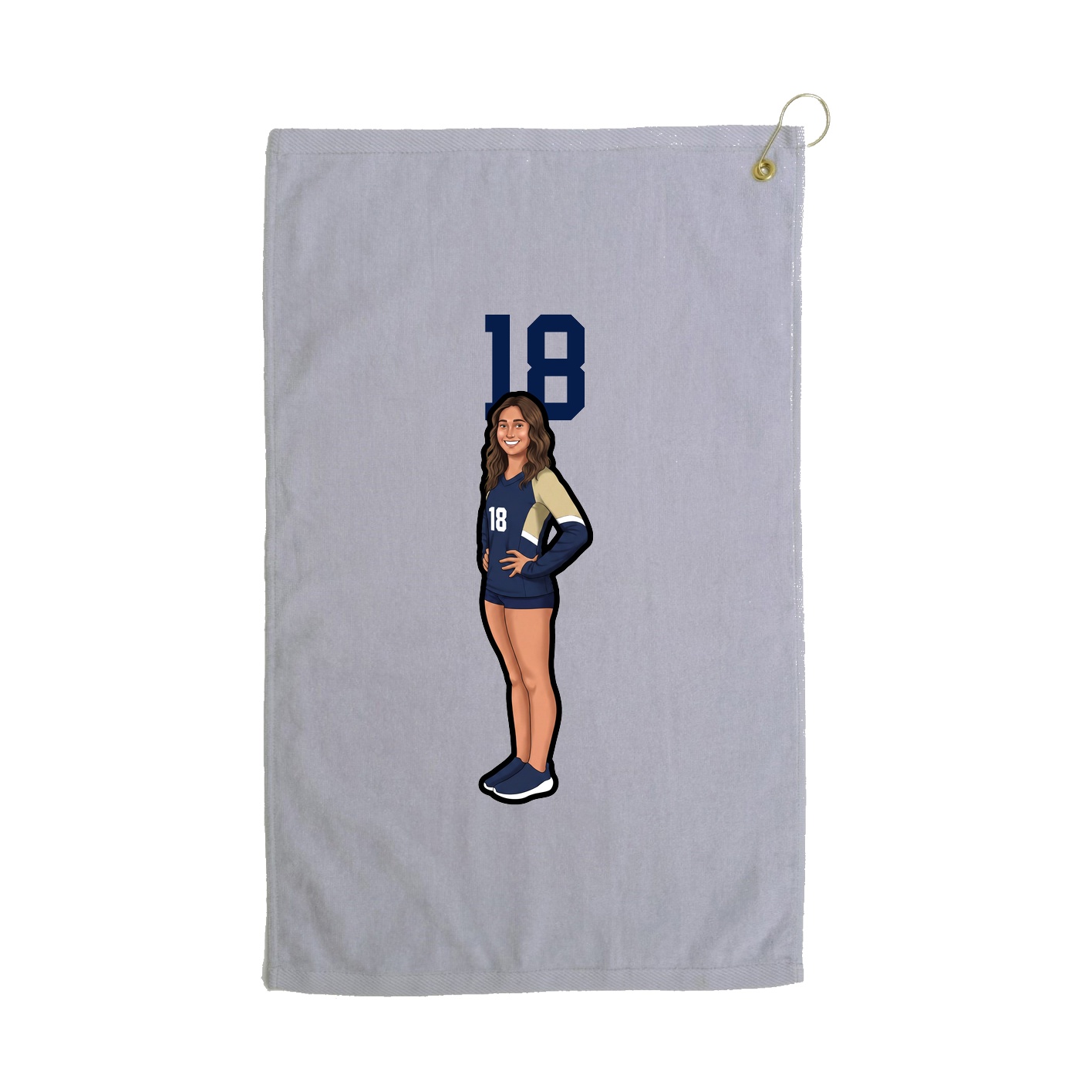 Golf Towel — Number Top in Grey