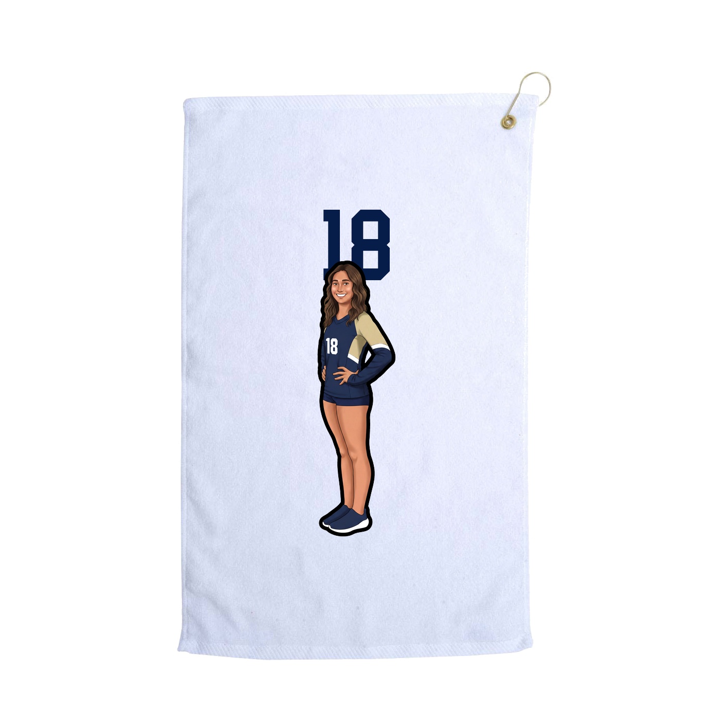 Golf Towel — Number Top in White