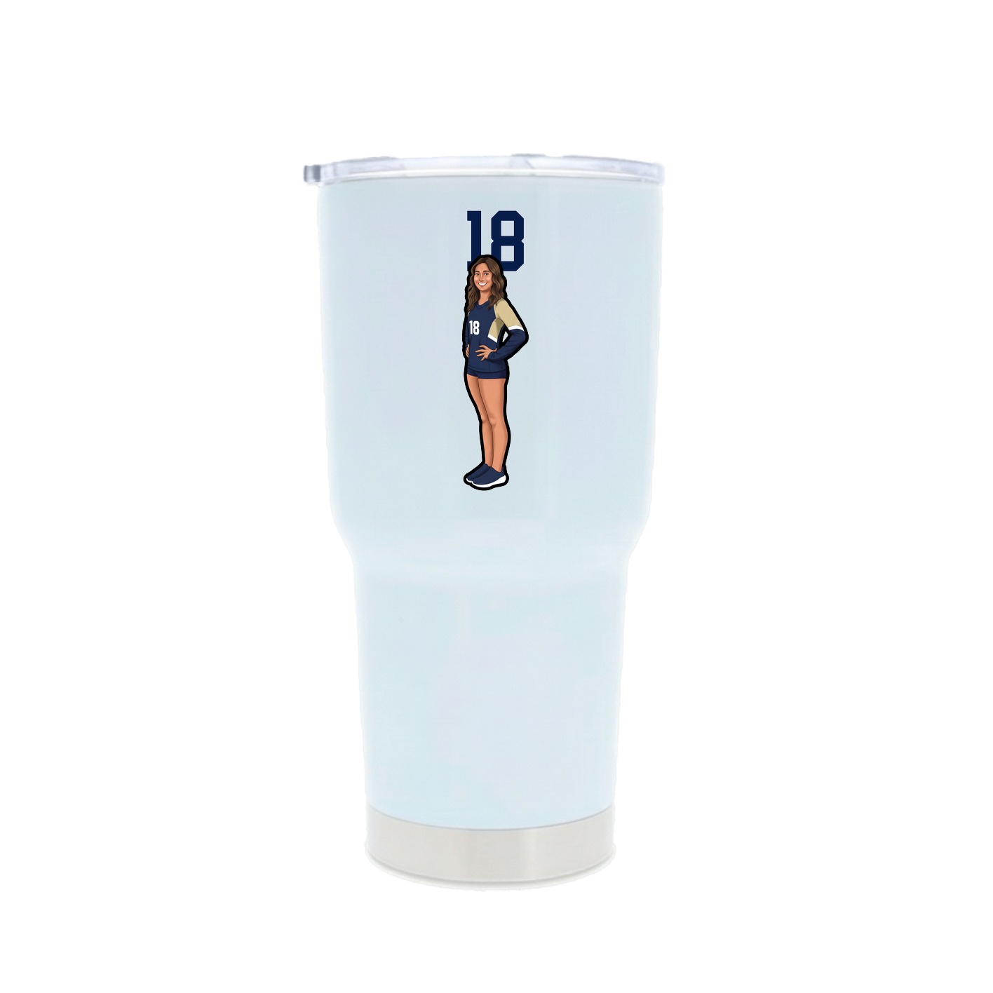 30oz Stainless Steel Tumbler — Number Top in White