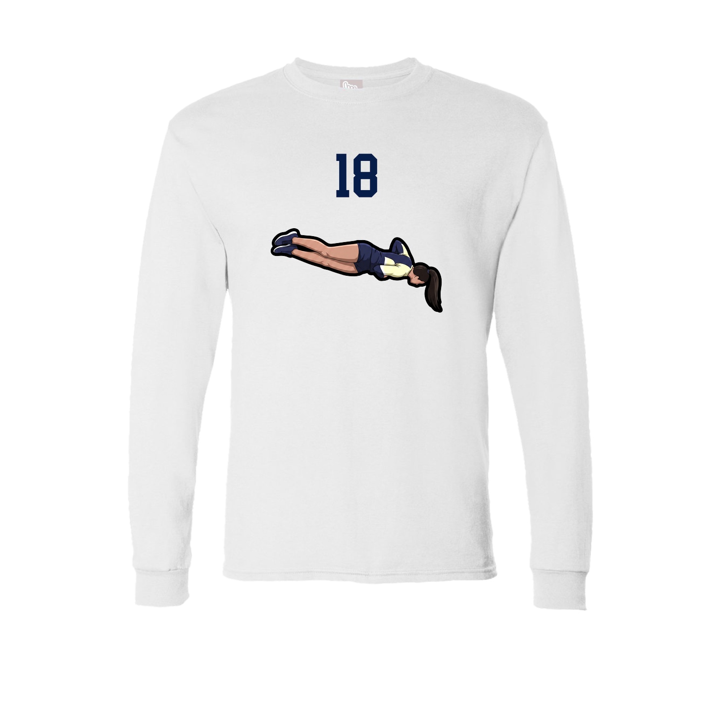 Long Sleeve Tee — Number Top in White