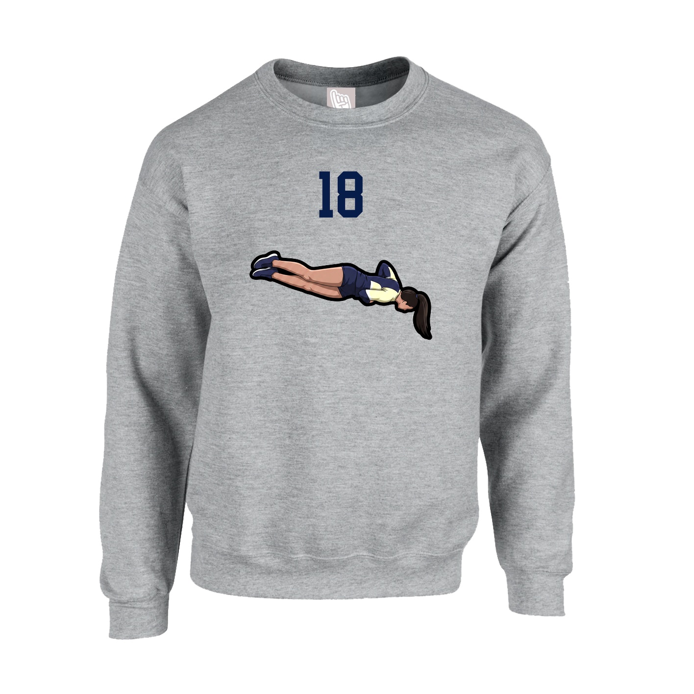 Fleece Crew — Number Top in Grey