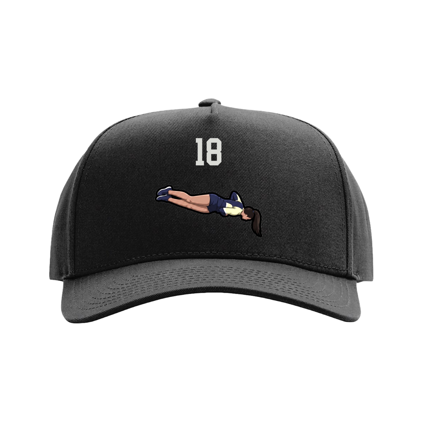 Full Fabric Five-Panel Champ Cap — Number Top in Black
