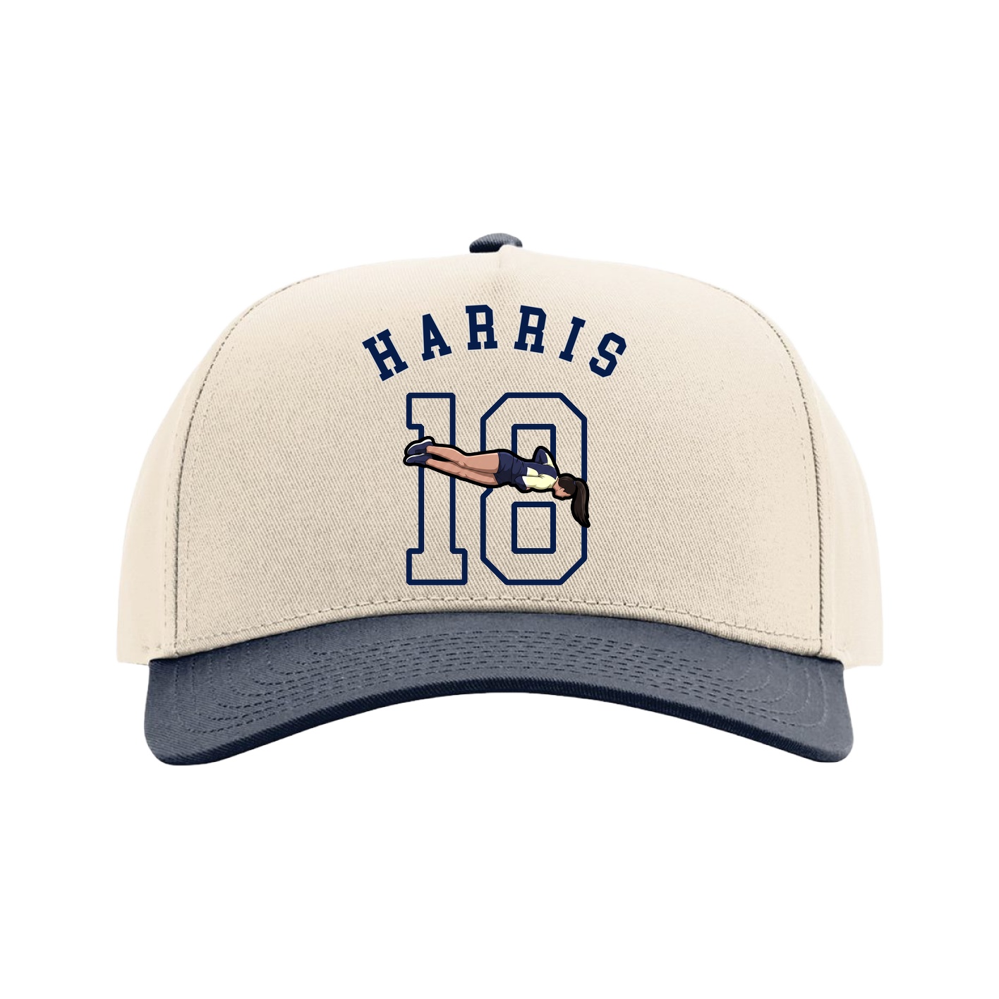 Full Fabric Five-Panel Champ Cap — Shirsey Arch in Cream/Navy