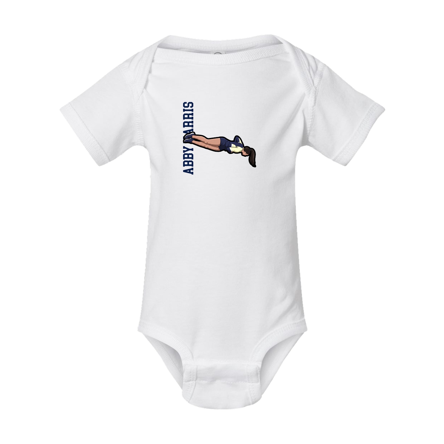 Baby Onesie — Name Vertical in White