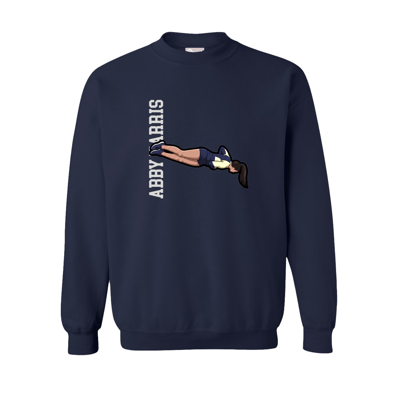 Fleece Crew — Name Vertical in Navy